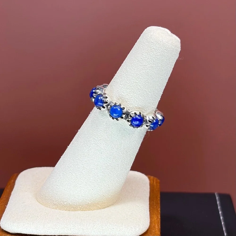 925 Sterling Silver Lapis Lazuli Eternity Ring